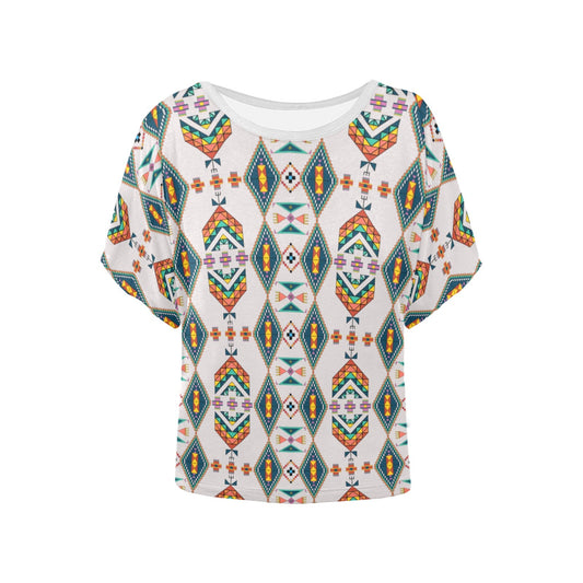 Travois Tipi Grey Women's Batwing-Sleeved Blouse T shirt