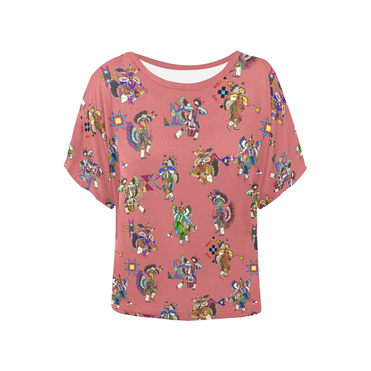 Men's Fancy Dancers Terra Cotta Women's Batwing-Sleeved Blouse T shirt