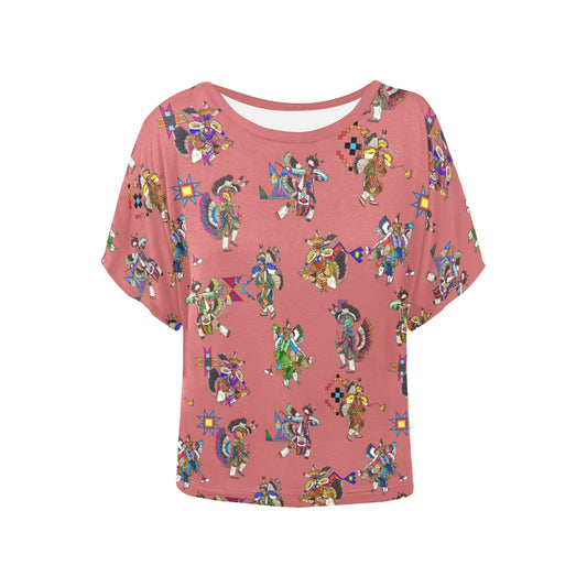 Men's Fancy Dancers Terra Cotta Women's Batwing-Sleeved Blouse T shirt