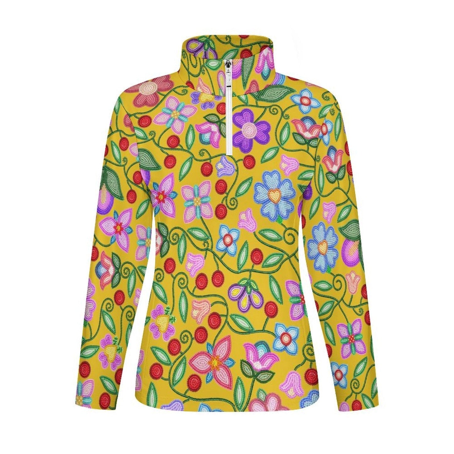 Petal Harmony Ochre Long Sleeve Yoga Shirt