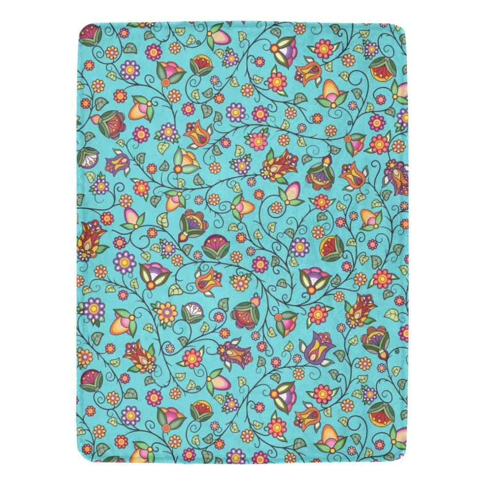Heartbeat Petals Turquoise X-Large Micro Fleece Blanket