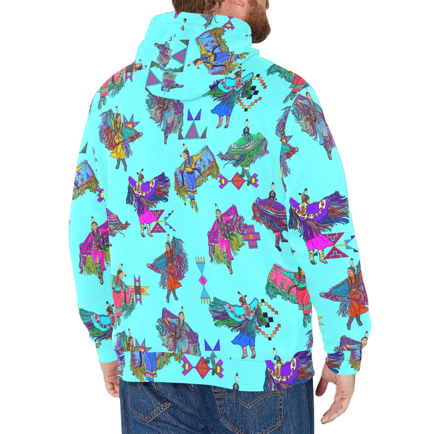 Women's Fancy Dancers Turquoise Men's Long Sleeve Fleece Hoodie