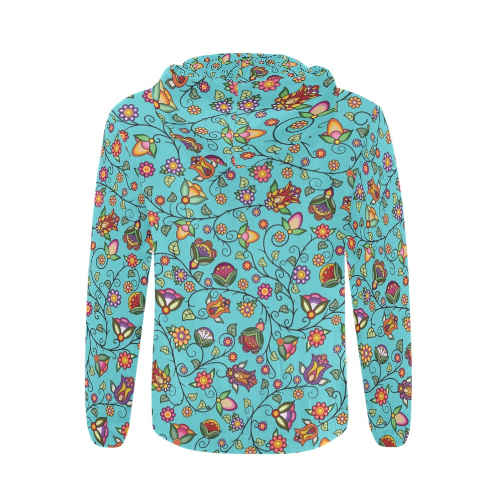 Heartbeat Petals Turquoise Men's Zipper Hoodie