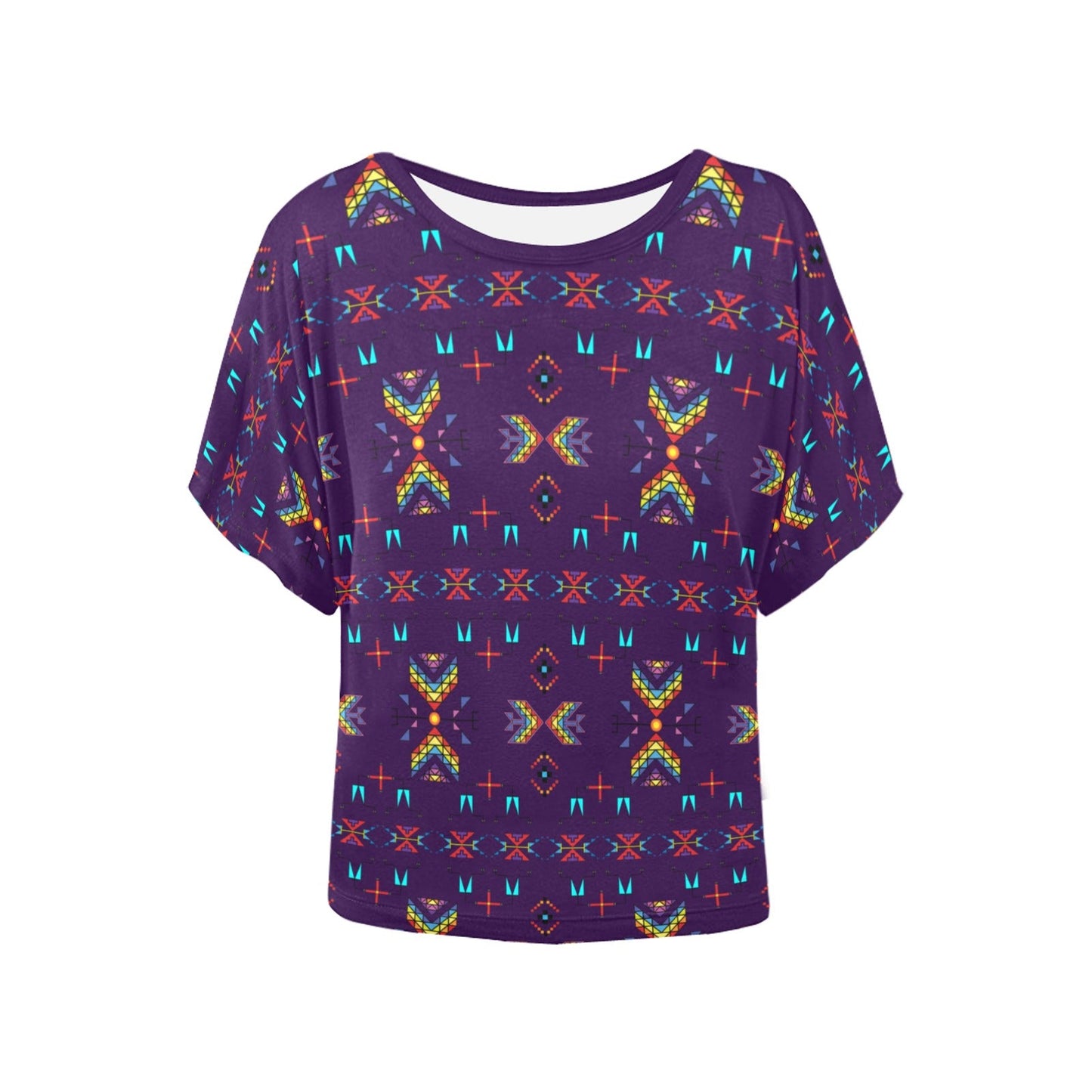Rainy Chief Rainbow Dark Purple Women's Batwing-Sleeved Blouse T shirt