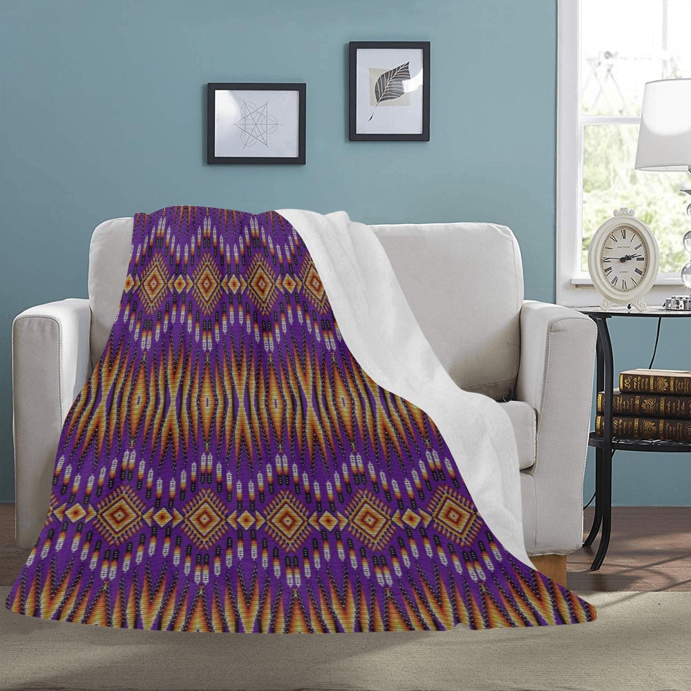 Fire Feather Purple X-Large Micro Fleece Blanket