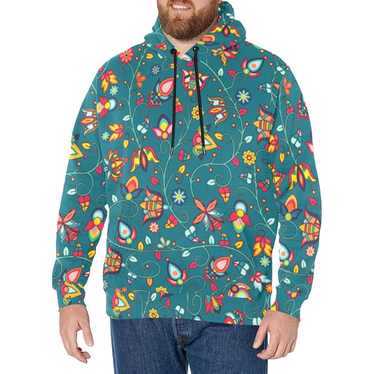 Thorny Path Teal Men's Long Sleeve Fleece Hoodie