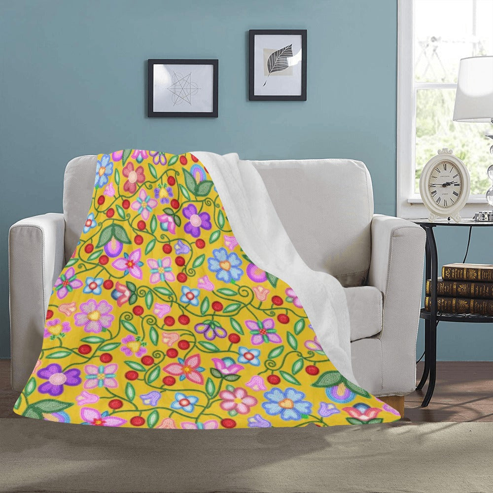 Petal Harmony Ochre Large Micro Fleece Blanket