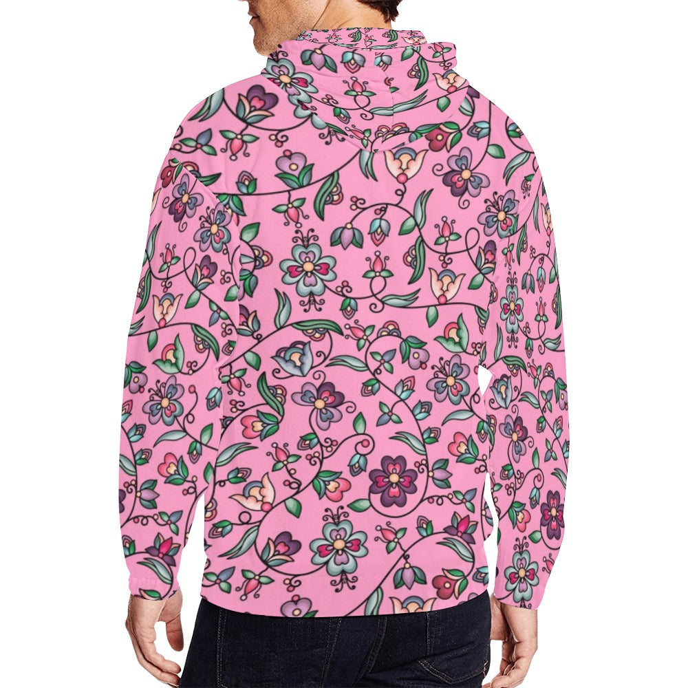 Amber Evening Garland Pink Men's Zipper Hoodie