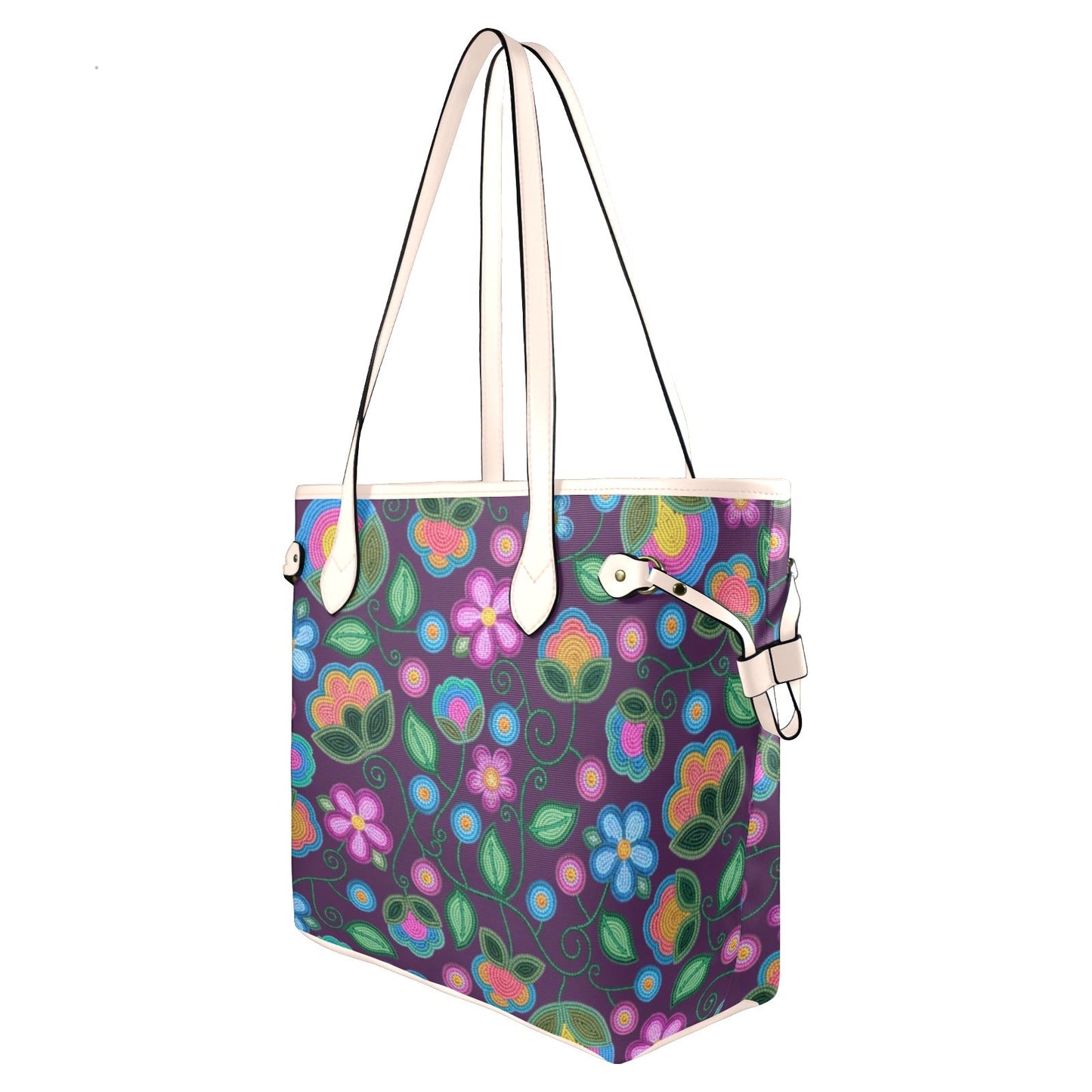 Turquoise Sunbeam Violet Clover Canvas Tote