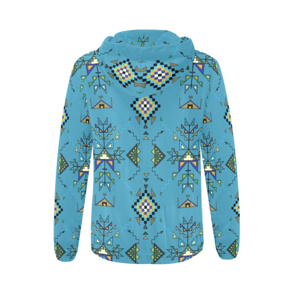 Bear Shield Blue Full Zip Hoodie for Women