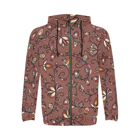 Burnt Sky Petals Brown Men's Zipper Hoodie