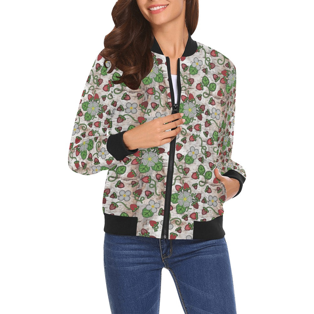 Strawberry Dreams Br Bark Bomber Jacket for Women