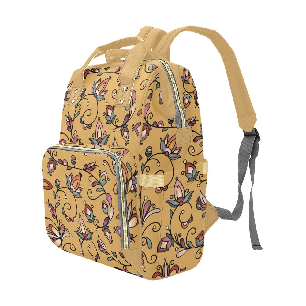 Burnt Sky Petals Gold Multi-Function Diaper Backpack/Diaper Bag