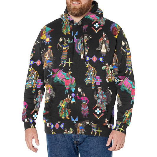 Grand Entry Dancers Black Men's Long Sleeve Fleece Hoodie