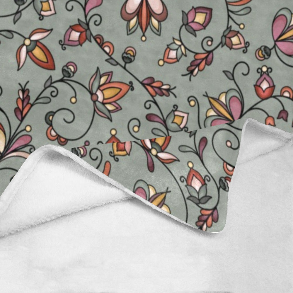 Burnt Sky Petals Green Ultra-Soft Micro Fleece Blanket 40"x50"