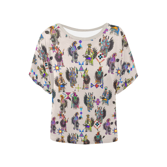 Men's Tradish Dancers Muslin White Women's Batwing-Sleeved Blouse T shirt