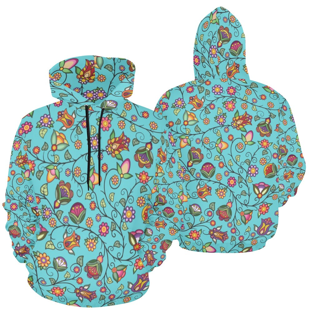Heartbeat Petals Turquoise Hoodie for Women