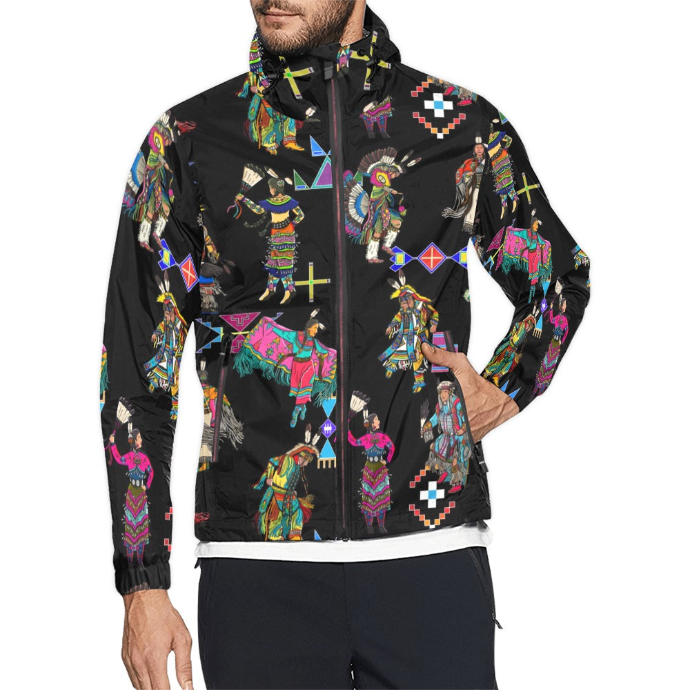Grand Entry Dancers Black Men's Windbreaker