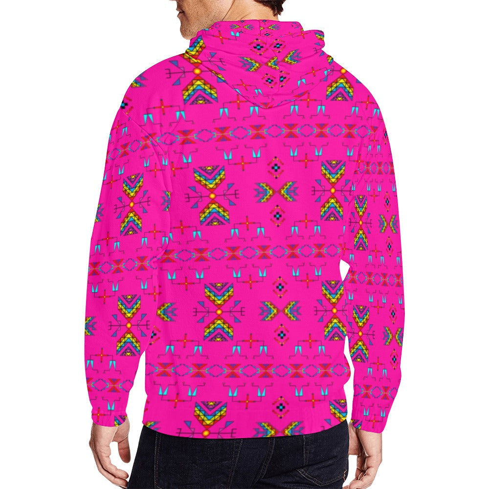 Rainy Chief Rainbow Hot Pink Men's Zipper Hoodie