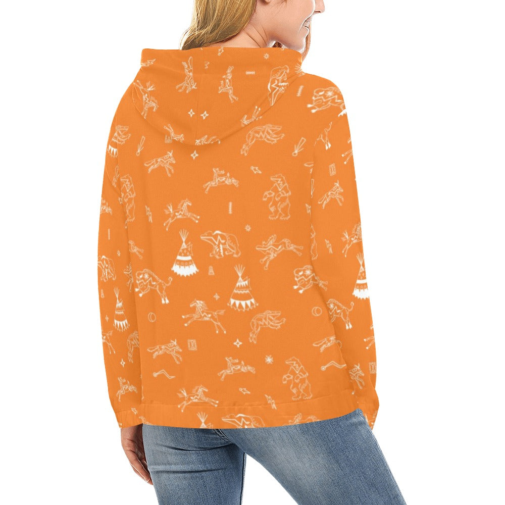 Ledger Dabbles Orange Hoodie for Women