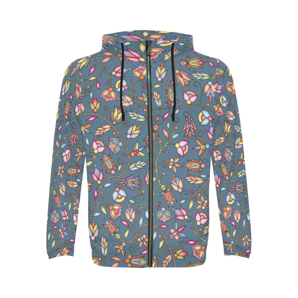 Buffalo Bloom Rainstorm Men's Zipper Hoodie