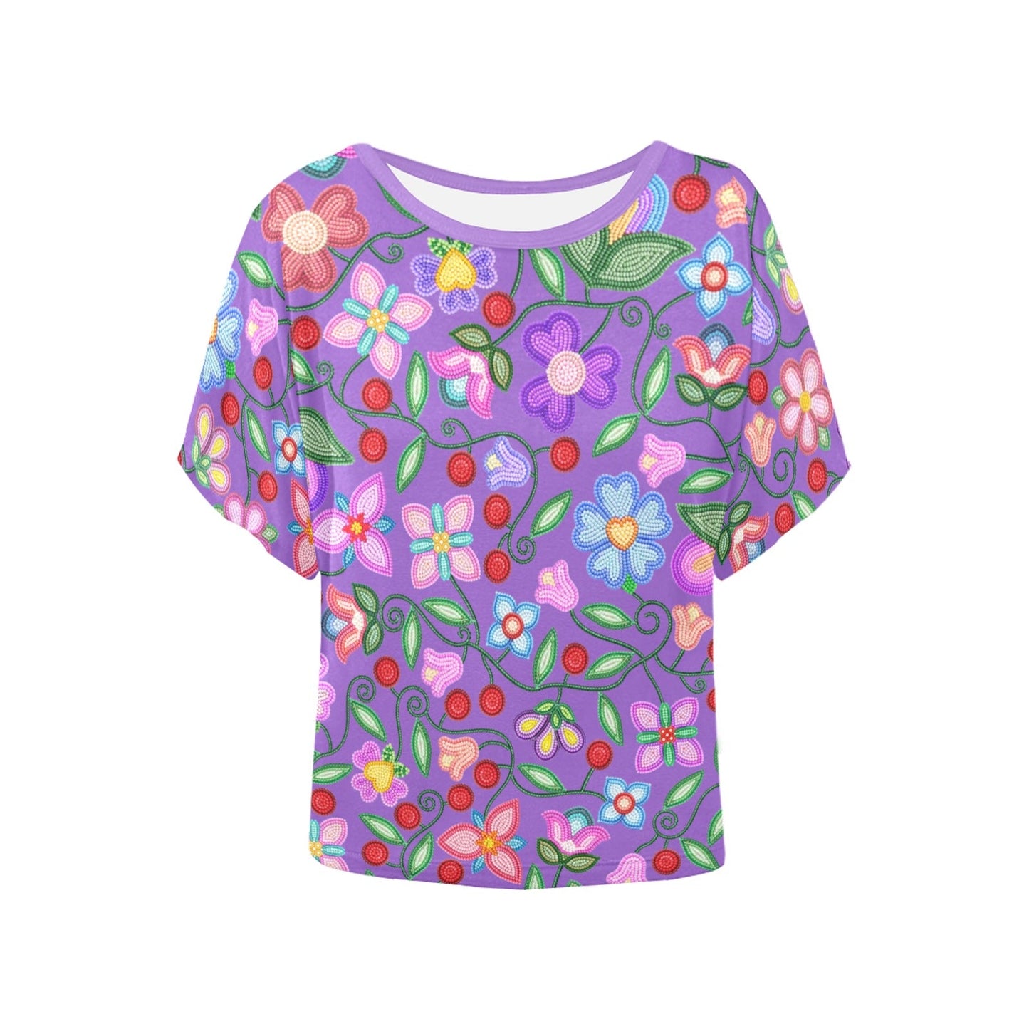Petal Harmony Lavender Batwing Blouse