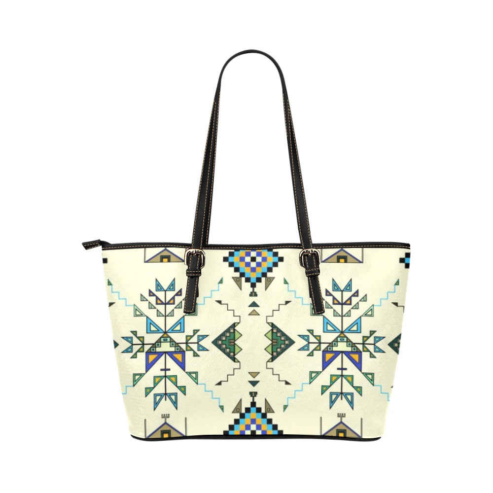 Bear Shield Cream Leather Tote