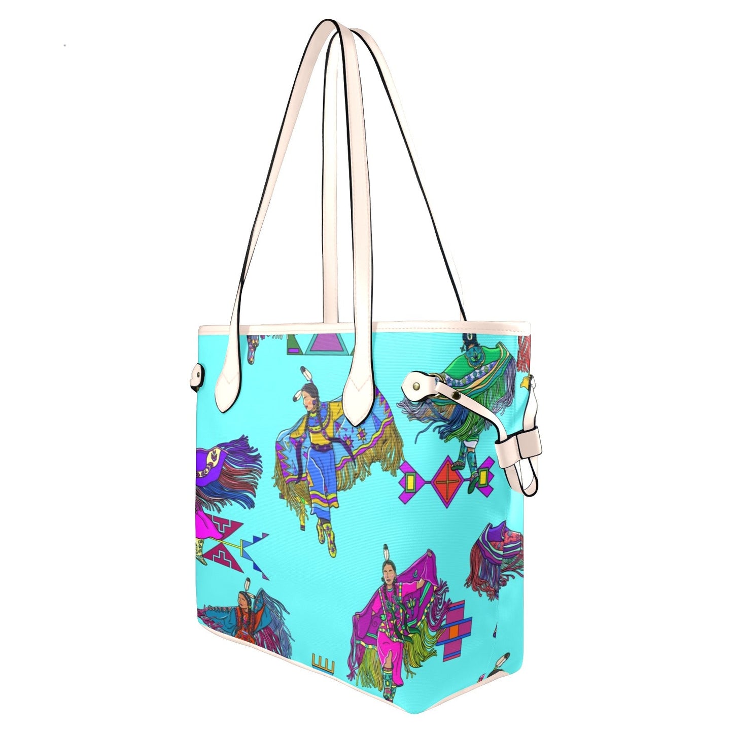 Women's Fancy Dancers Turquoise Clover Canvas Tote Bag