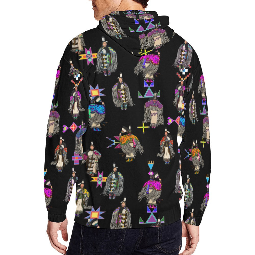 Women's Tradish Dancers Black Men's Zipper Hoodie