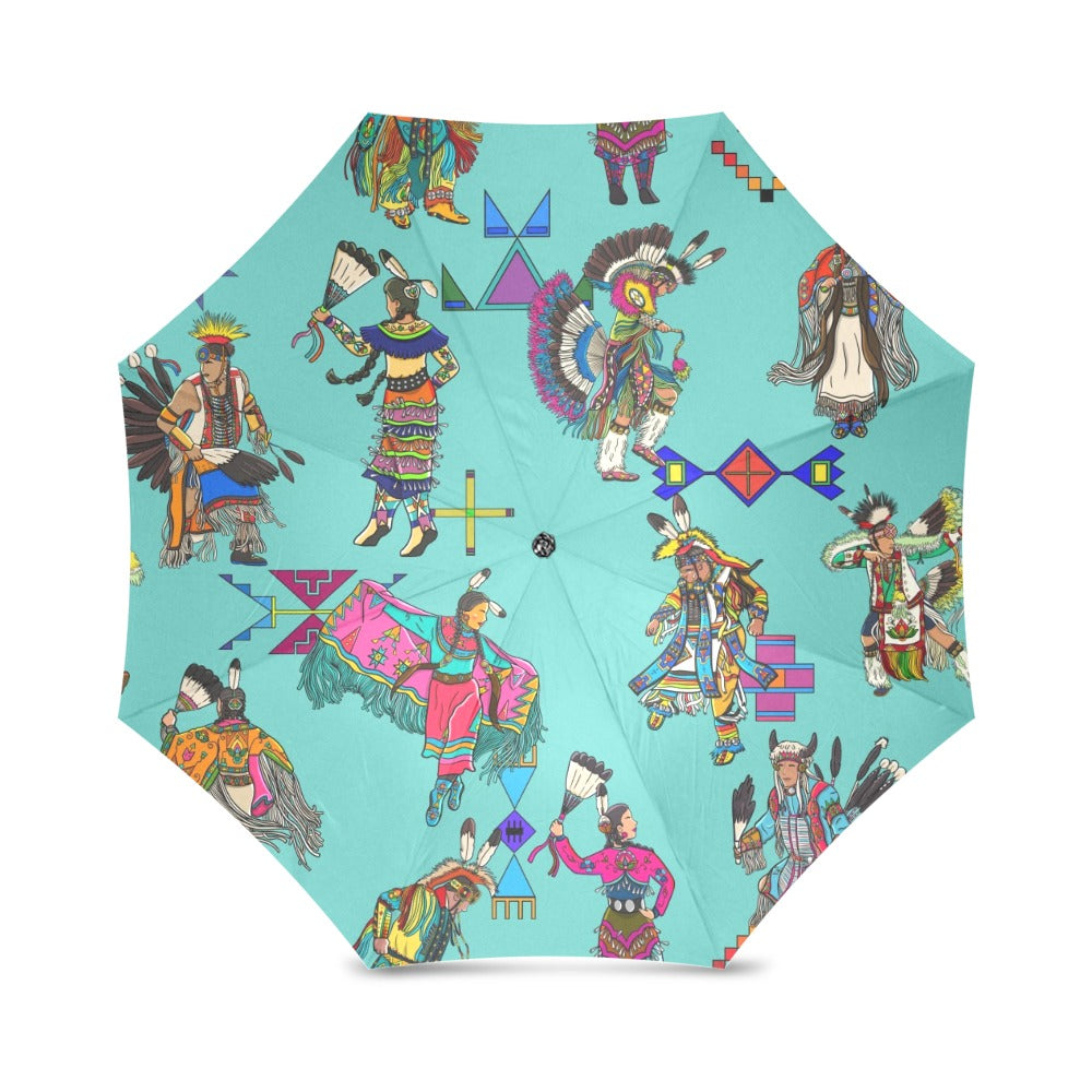 Grand Entry Dancers Eggshell Blue Foldable Umbrella