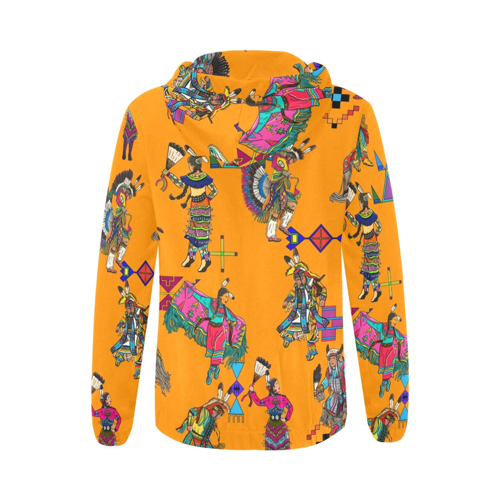 Grand Entry Dancers Orange Full Zip Hoodie for Women