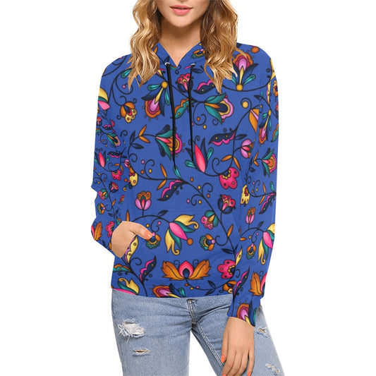 Copper Prairie Petals Blue Hoodie for Women