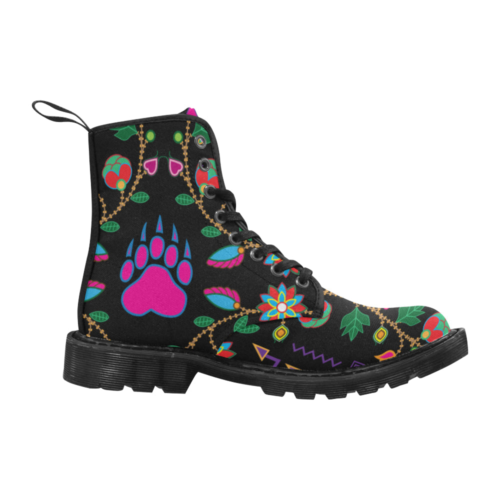 Geometric Floral Fall-Black Boots