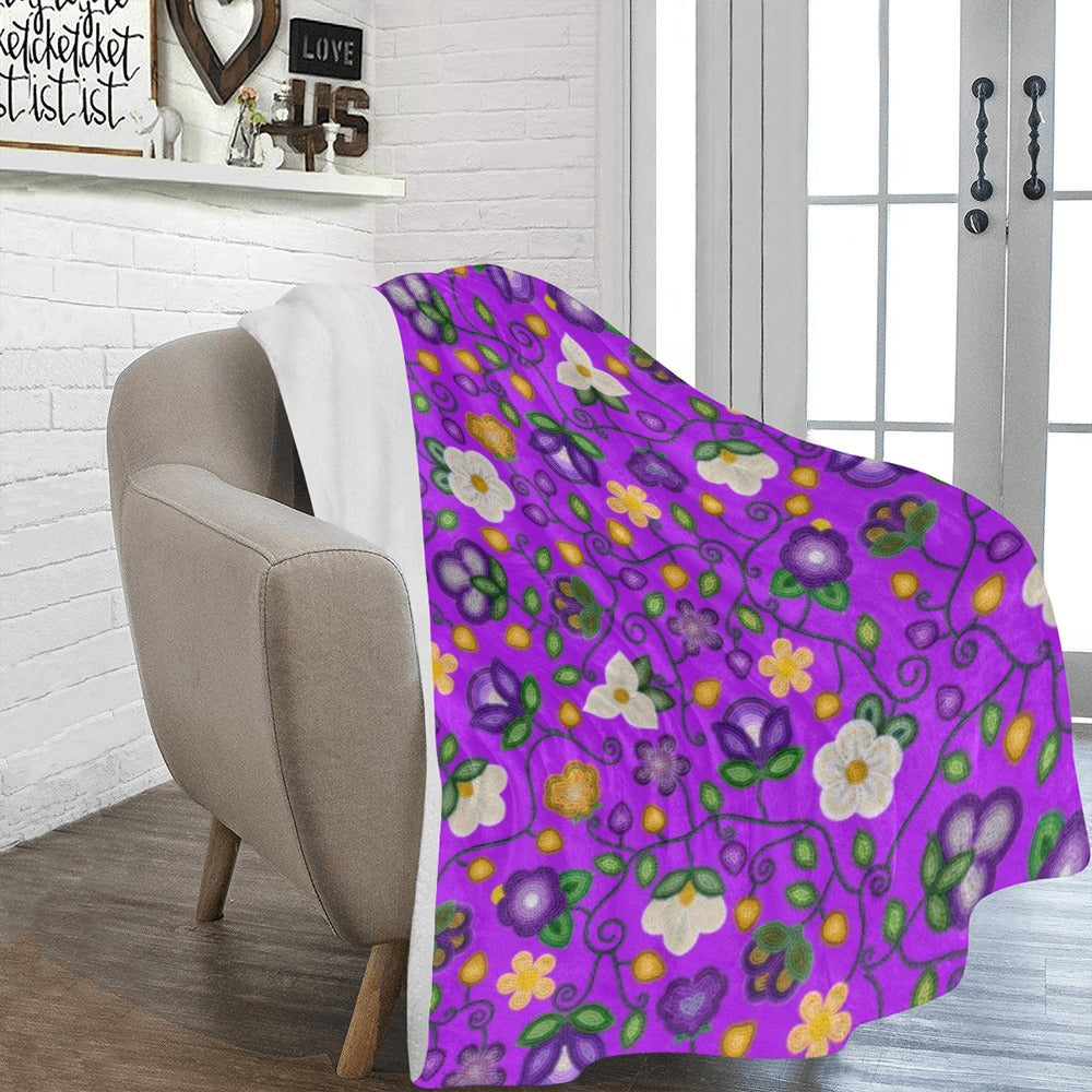 Midnight Moss Bloom Purple X-Large Micro Fleece Blanket