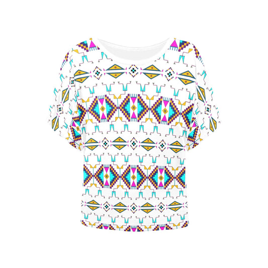 Rite of Passage White Women's Batwing-Sleeved Blouse T shirt