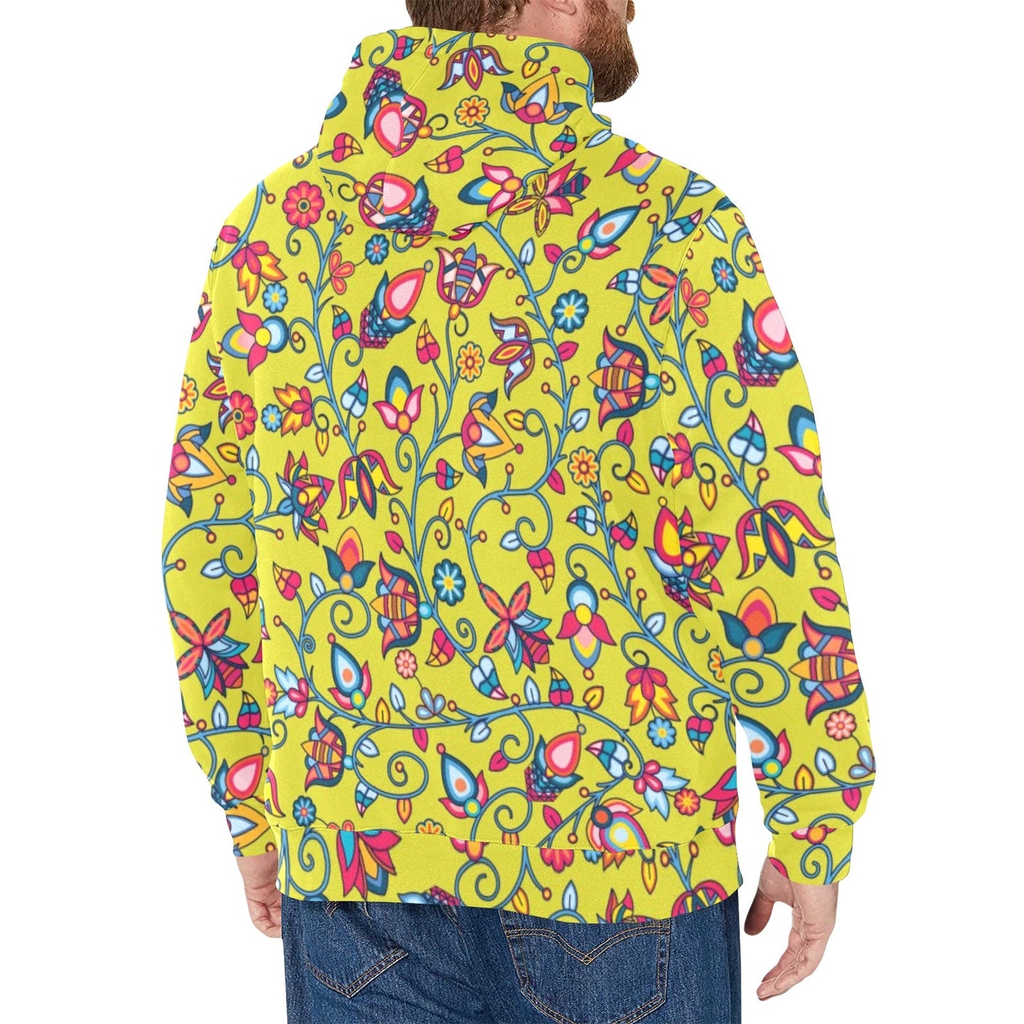 Thorny Path Yellow Grass Men's Long Sleeve Fleece Hoodie