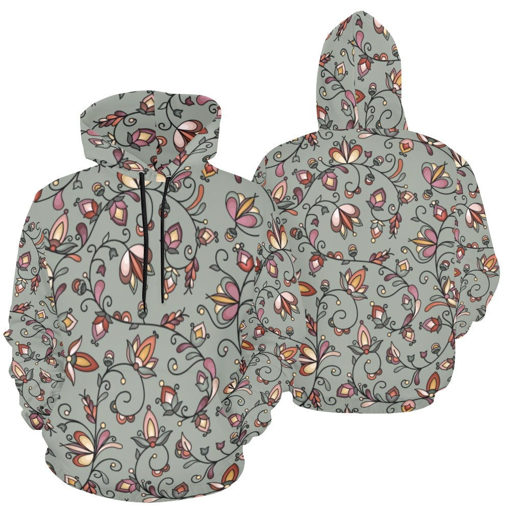 Burnt Sky Petals Green Hoodie for Women