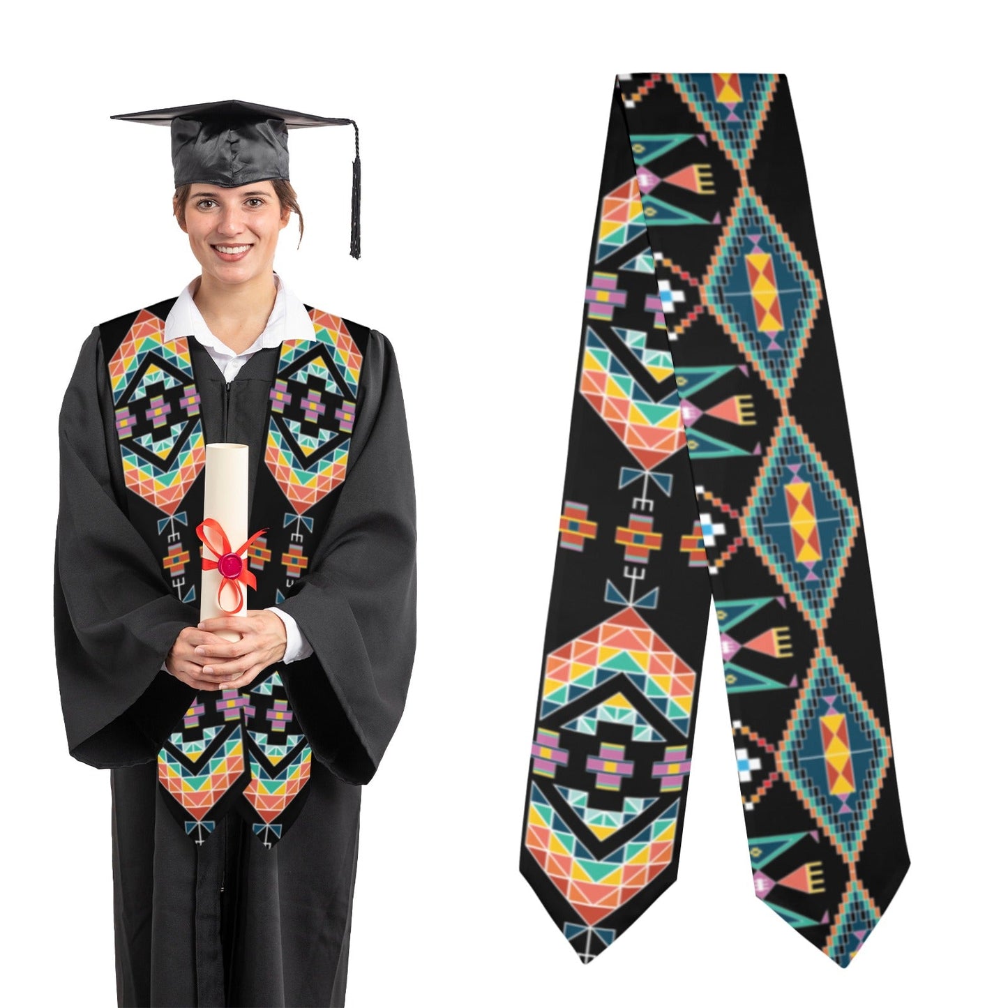 Travois Tipi Black Graduation Stole