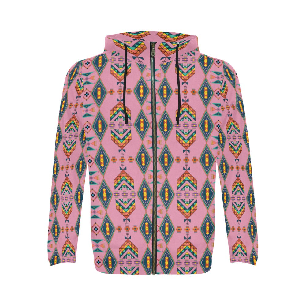 Travois Tipi Dusky Sunset Men's Zipper Hoodie