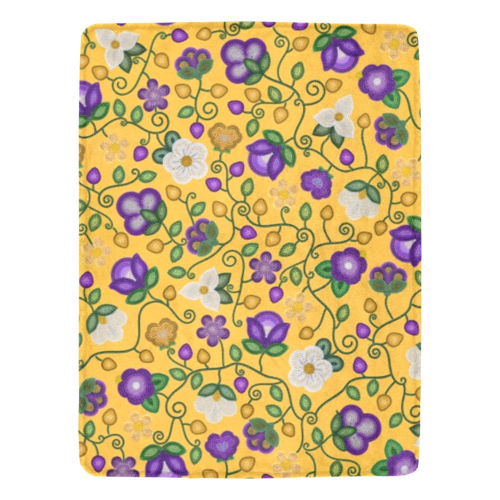 Midnight Moss Bloom Yellow X-Large Micro Fleece Blanket