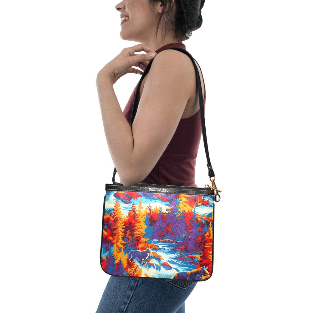 Hunting Wolves II Small Shoulder Bag