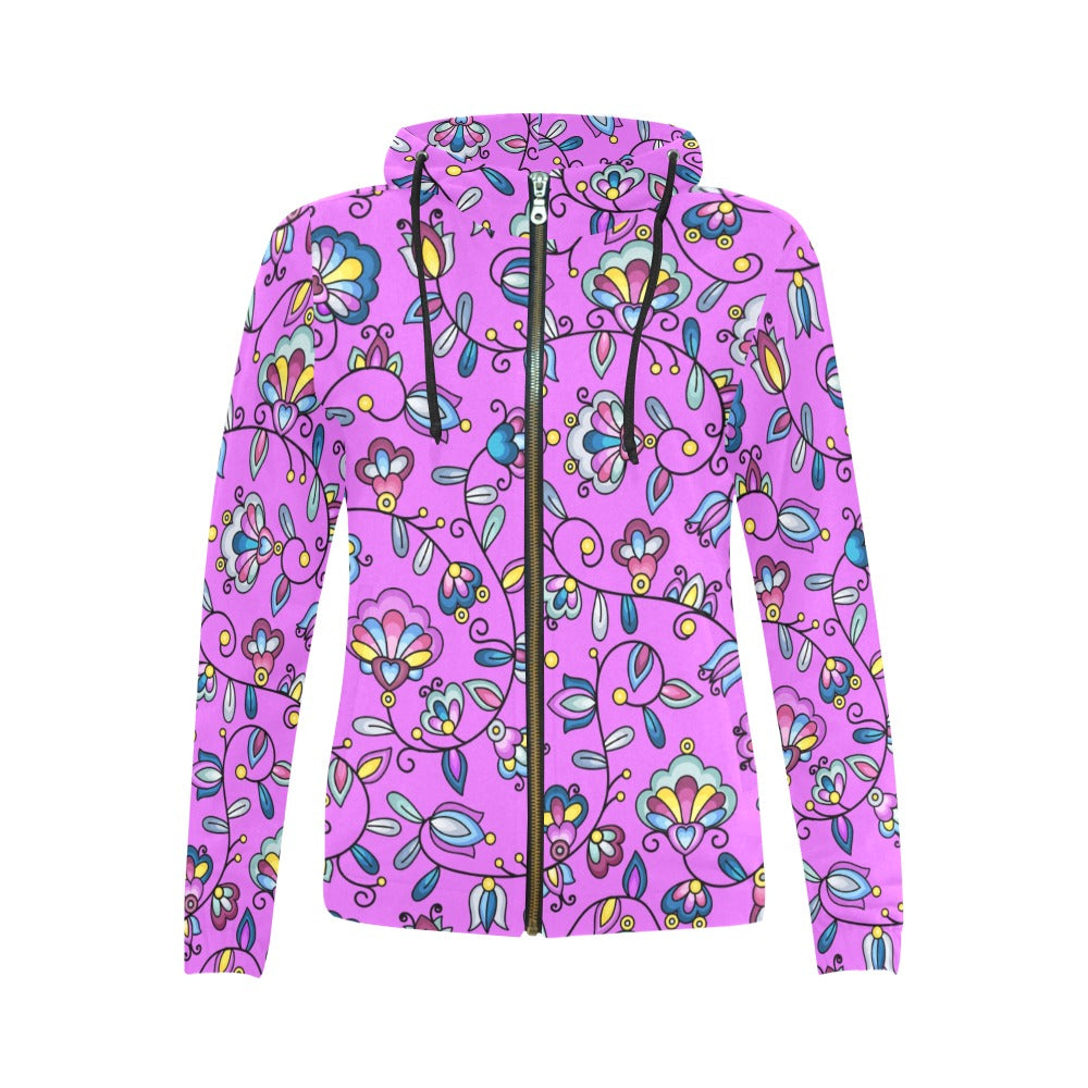 Autumn Bundle Blessing Purple Full Zip Hoodie for Women