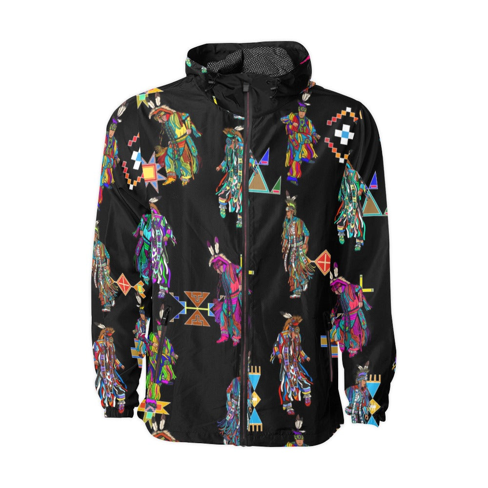 Men's Grass Dancers Black Men's Windbreaker