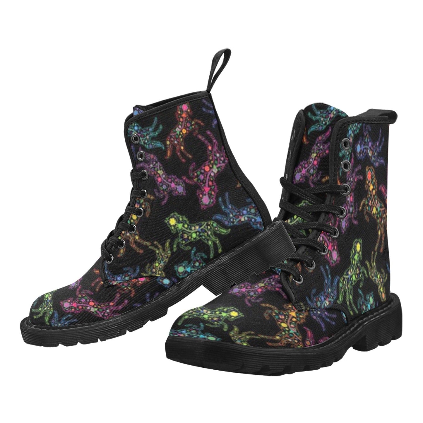 Neon Floral Horses Boots for Men