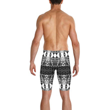 Load image into Gallery viewer, Writing on Stone Black and White Men&#39;s Knee Length Swimming Trunks
