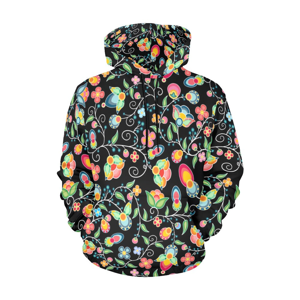 Floral Bounty Black Hoodie for Men