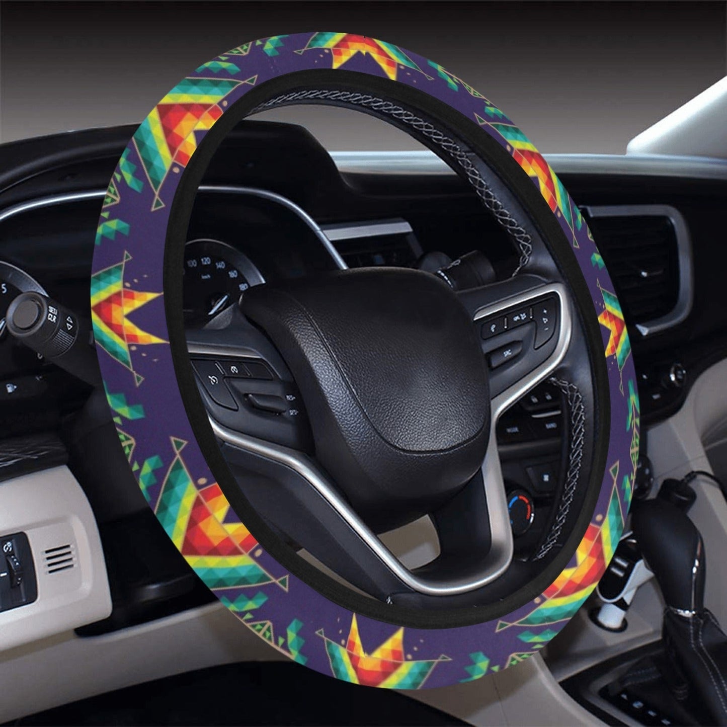 Dreams of Ancestors Indigo Steering Wheel Cover with Elastic Edge