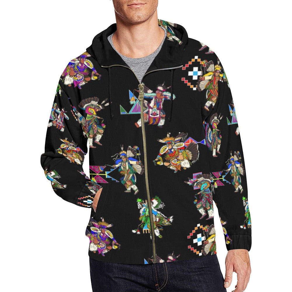 Men's Fancy Dancer Black Men's Zipper Hoodie