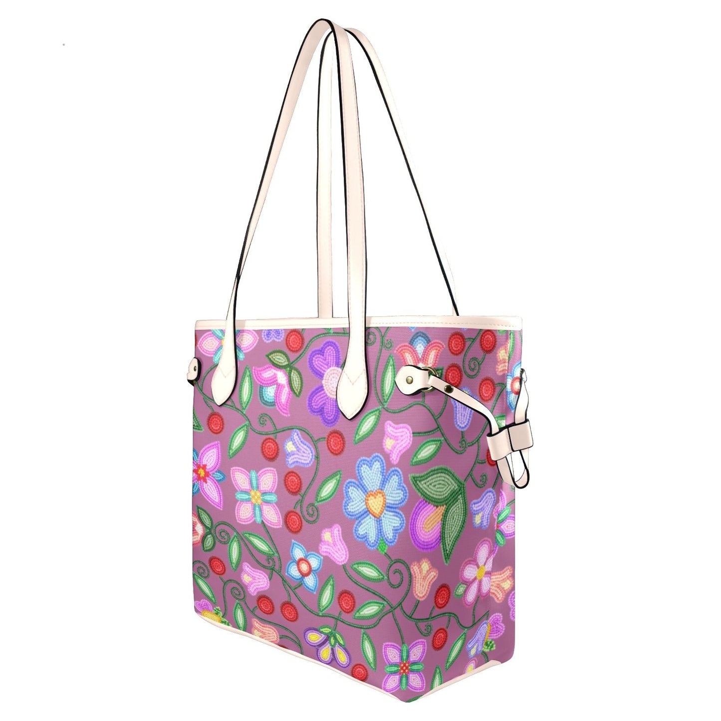 Petal Harmony Dusty Rose Clover Canvas Tote