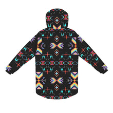 Load image into Gallery viewer, Rainy Chief Rainbow Black Unisex Sherpa Lined Hooded Coat
